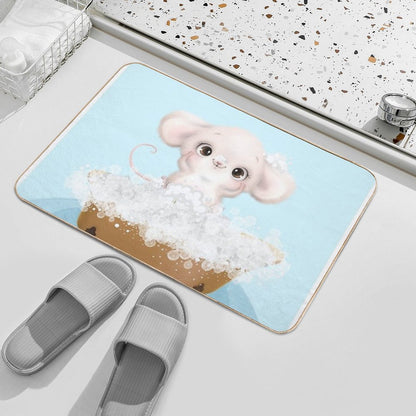 Cute Baby Mouse in A Bathtub, Boys Bathroom Print, Baby Animals in Tub, Whimsy Animal, Kids Bathroom Art  Absorbent Bath Mat