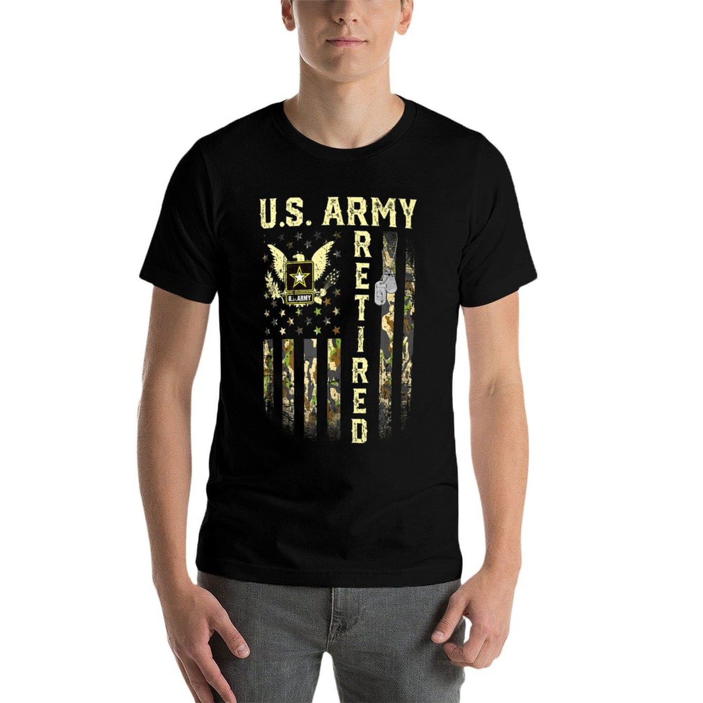 US Army Retired Distressed American Patriotic Retiree  Cotton T-Shirt