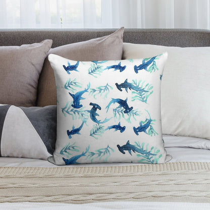 Hammerhead Shark Pattern Soft Luxury Feel Throw Pillow