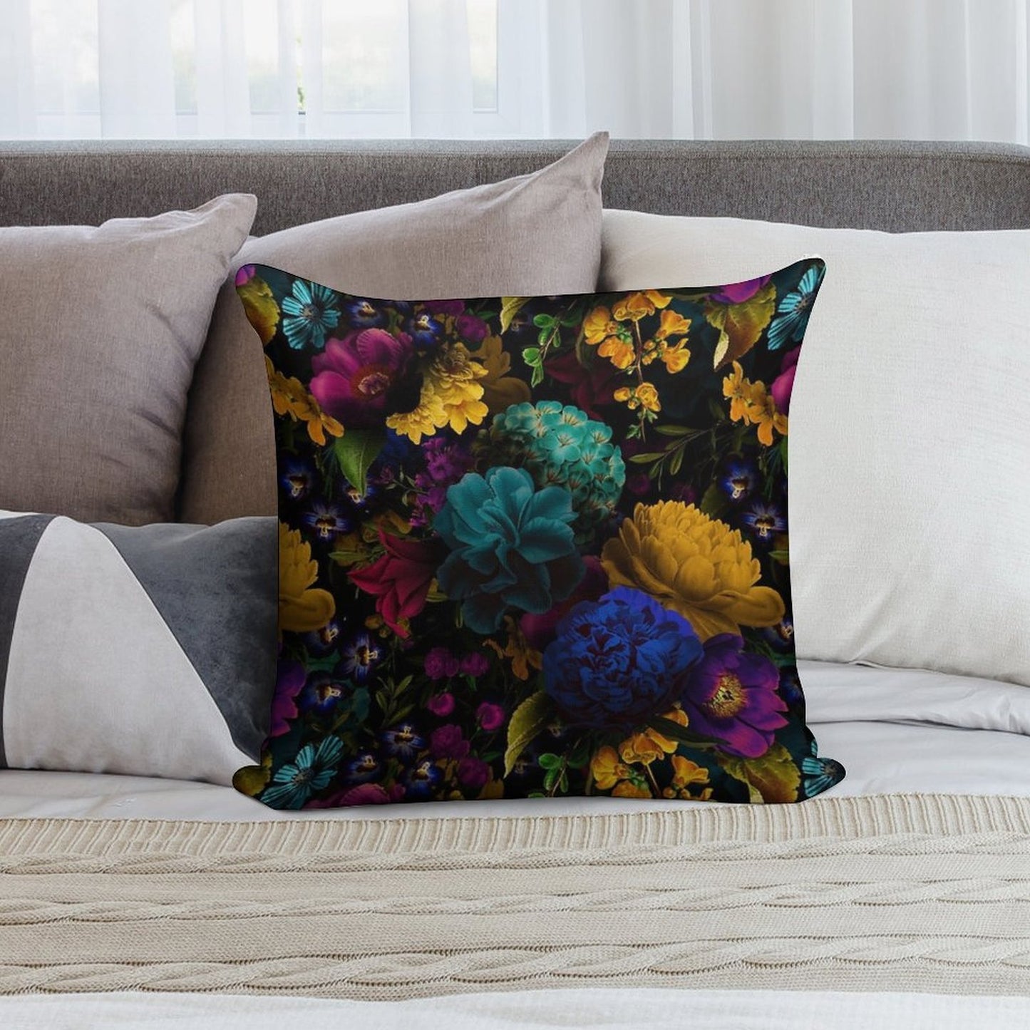 Mystical Night II Botanical Night Garden Nightgarden Soft Shrink-Resistant Throw Pillow