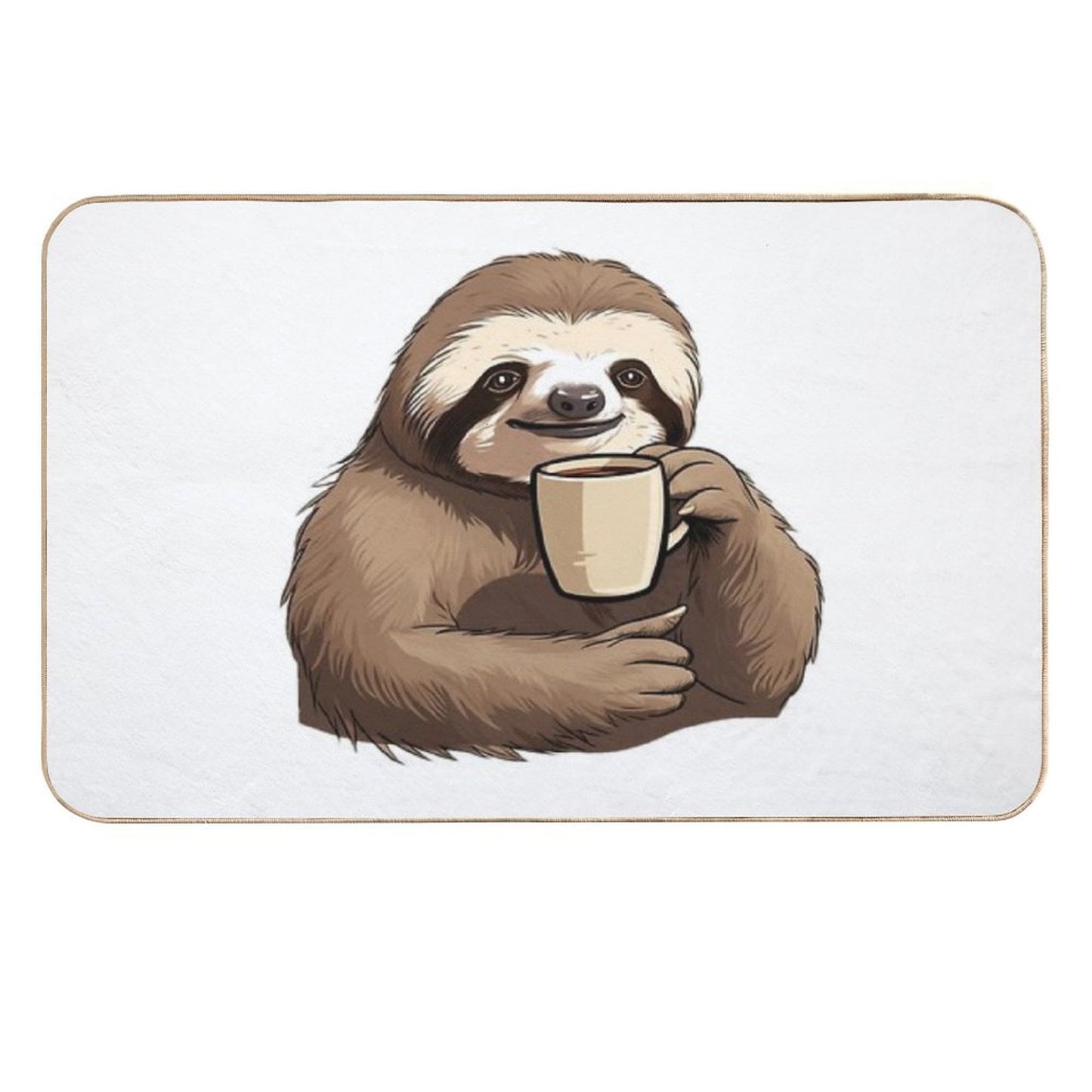 Sloth Drinking Coffee  Toxin-Free Bath Mat