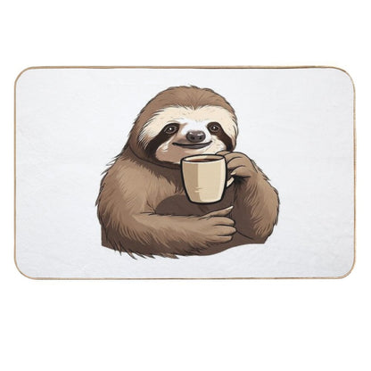 Sloth Drinking Coffee  Toxin-Free Bath Mat