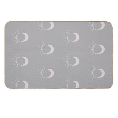 Cute Sun And Moon Design Boho Aesthetic In Muted Colors Gray Taupe  Long-Lasting Bath Mat