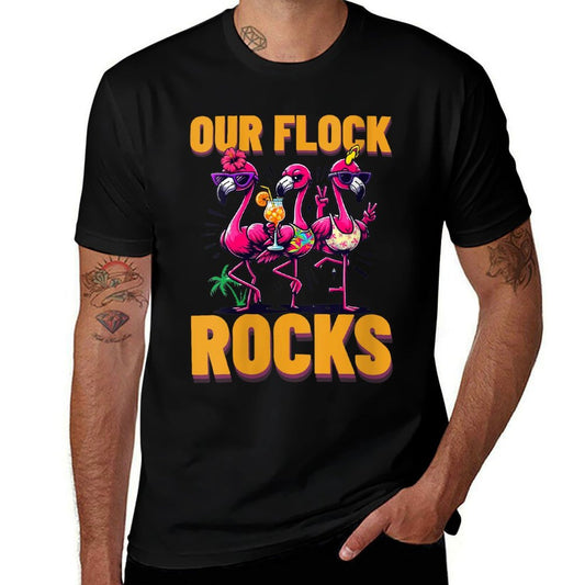 Womens Our Flock Rocks Flamingo Summer Vacation Family Matching  Affordable Price T-Shirt