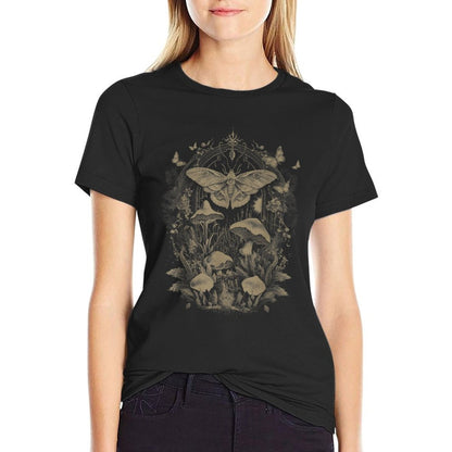Butterfly Grunge Fairycore Therian Clothing Cute Moth Aesthetic Floral for Women & Girls, Unisex-Adults & Kids, Brown, S Durable T-Shirt