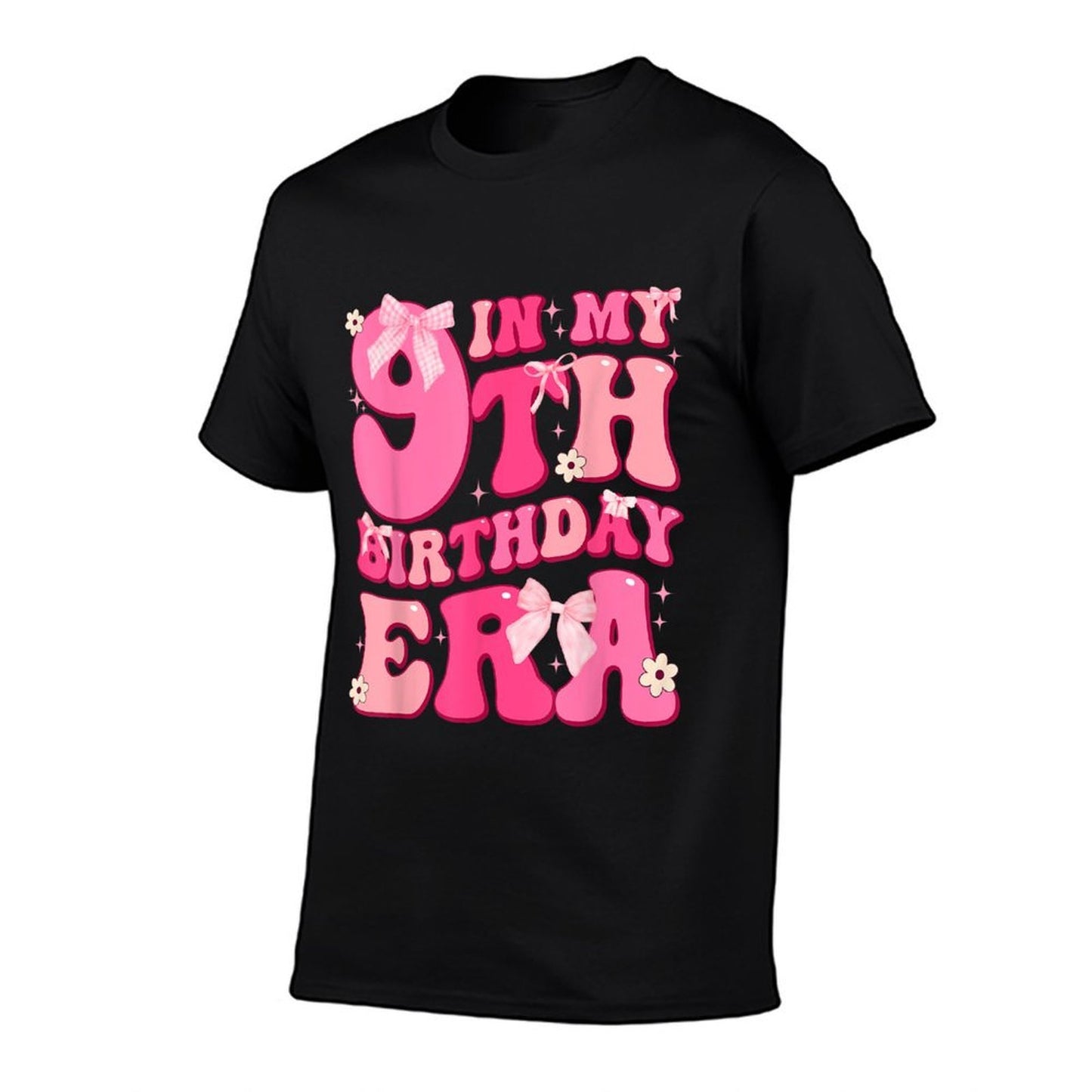 Groovy Birthday Girl Coquette Bow In My 9th Birthday Era  Moisture-wicking T-Shirt
