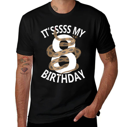 It's My 8th Birthday 8 Years Old Snake Boys And Girls Party  Rolled Sleeves T-Shirt