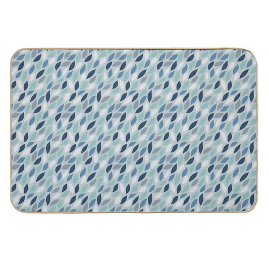 Teal Blue And Aqua Blue Leaf Pattern  Odorless Bath Mat
