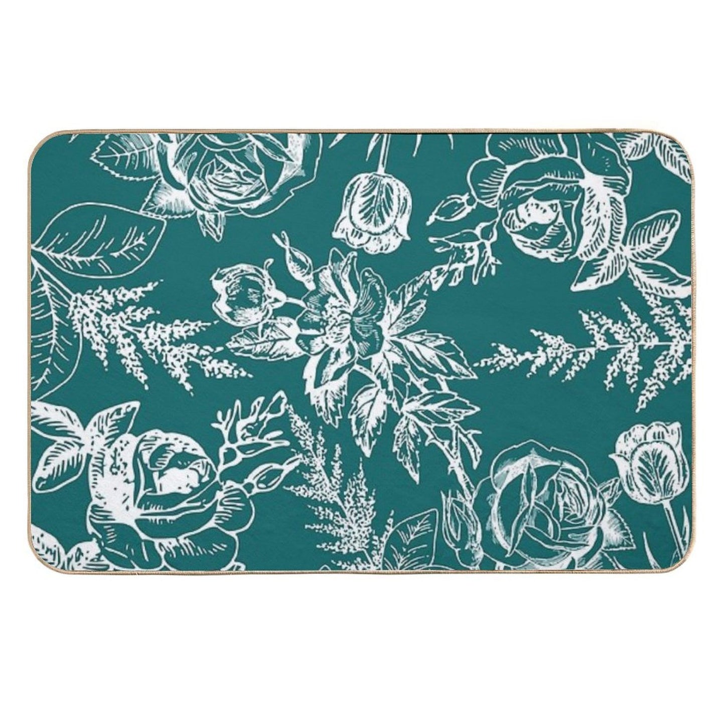 Turquoise Blue Bouquet  Odorless Bath Mat