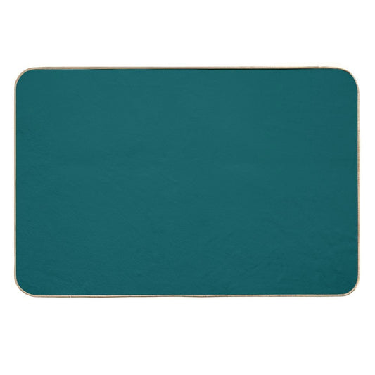 Teal Green Accent Solid Color Decor  Slip-Resistant Bath Mat