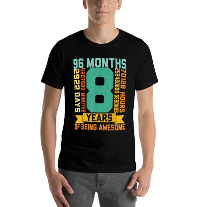 8 Years Of Being Awesome Math Lover Kids 8th Birthday Party  Summer-ready Fabric T-Shirt