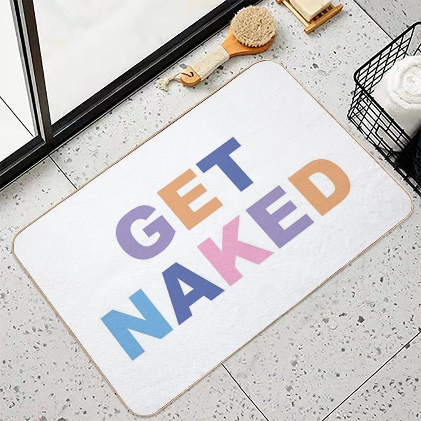Get Naked - Cute Funny Quote  Anti-Trip Bath Mat
