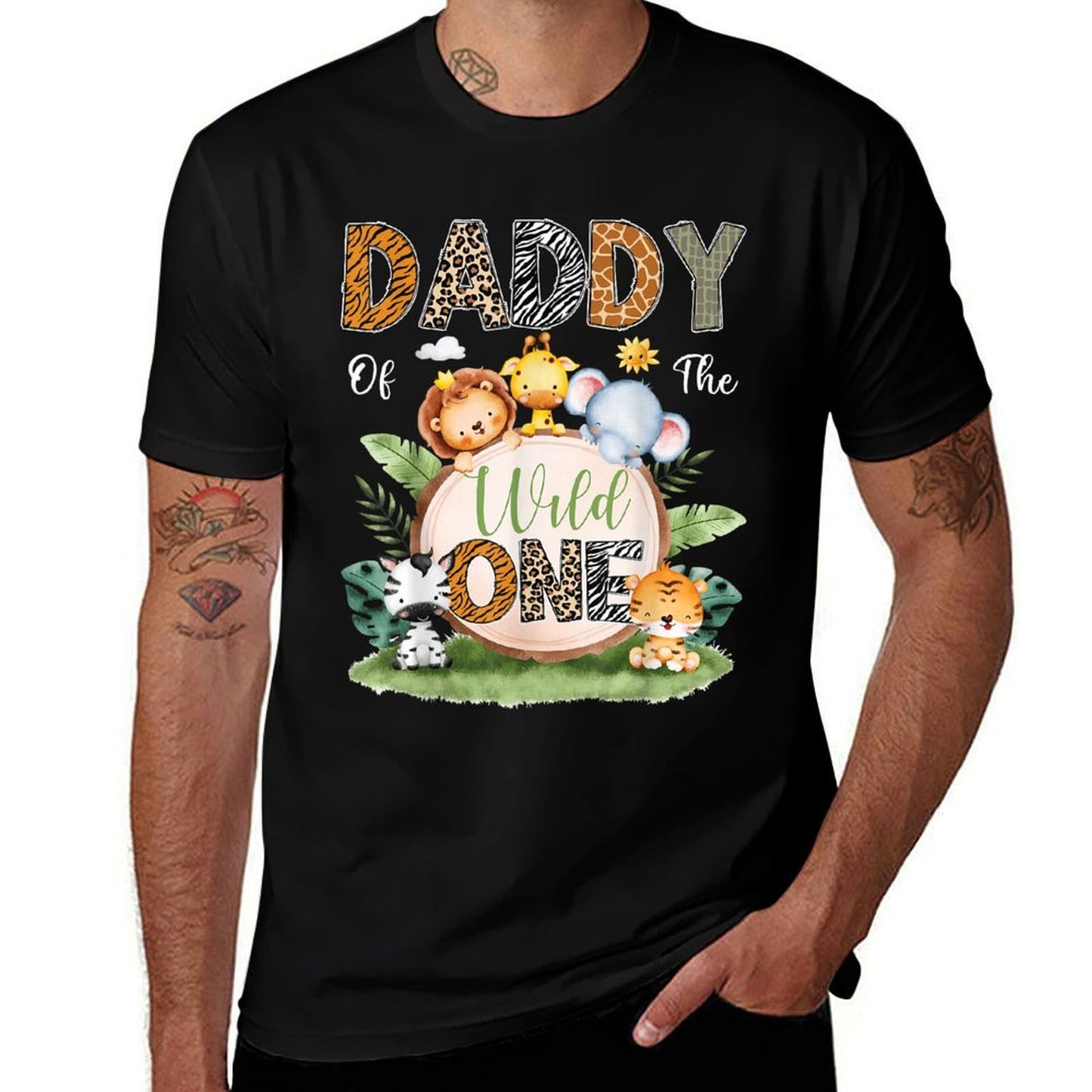 Daddy Of The Wild One 1St Birthday Kids Safari Jungle  Oversized Silhouette T-Shirt