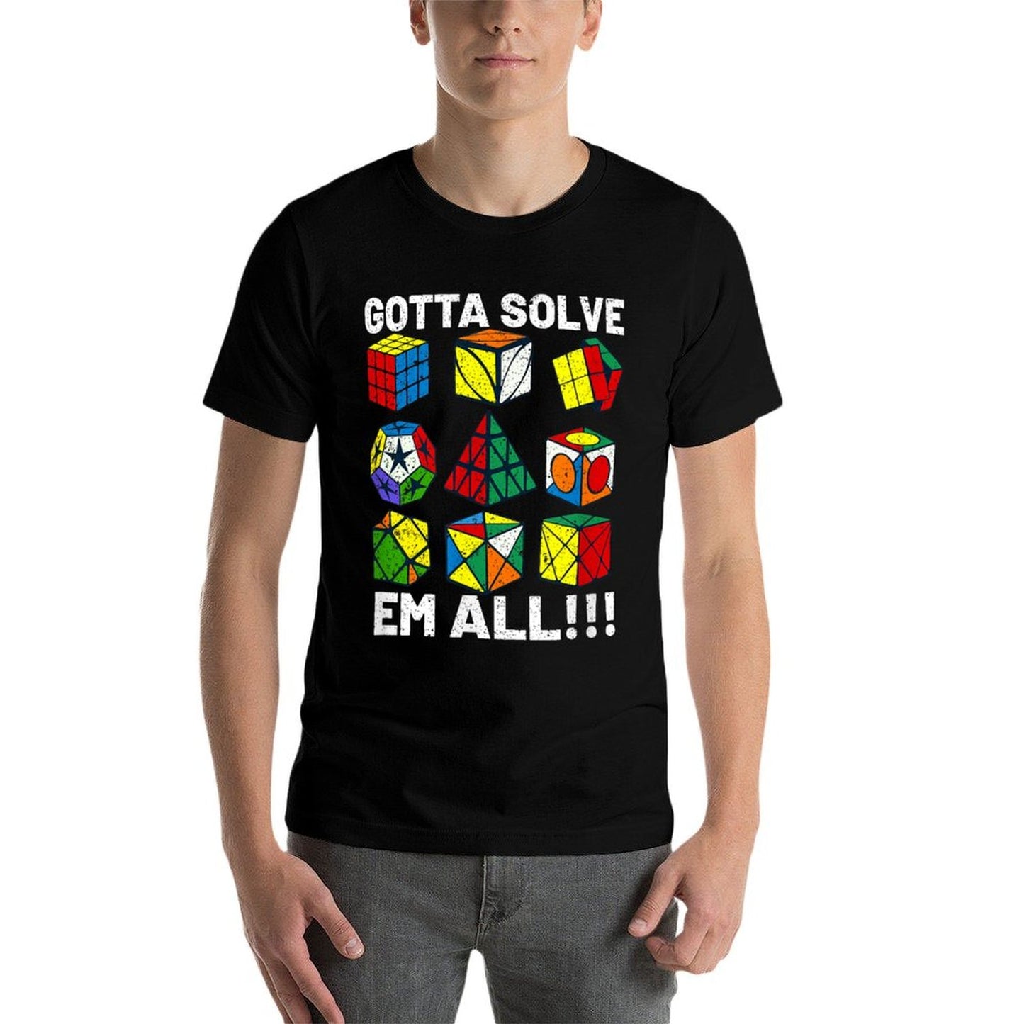 Competitive Puzzle Cube Gotta Solve Em All Speed Cubing Relaxed-fit T-Shirt