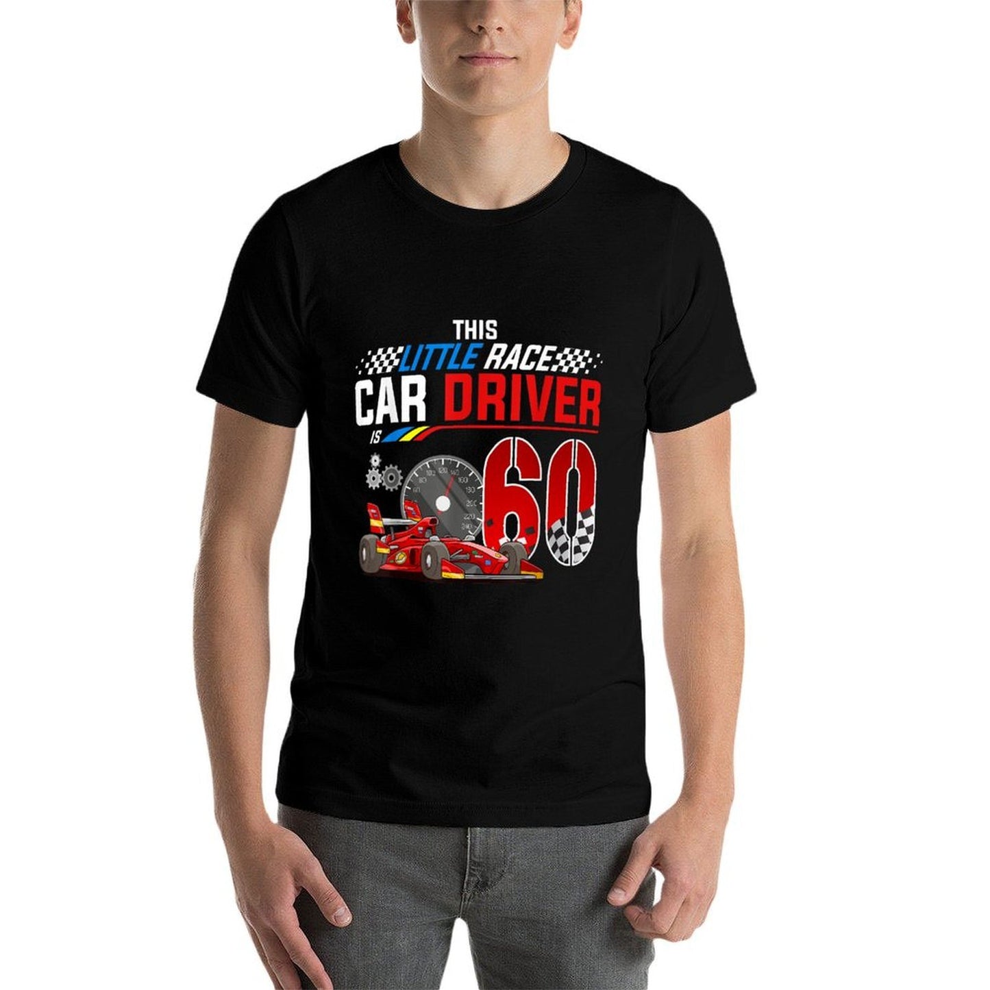 Racing Car Driver 60th Birthday Race Car Theme 60 Year Old  Rolled Sleeves T-Shirt