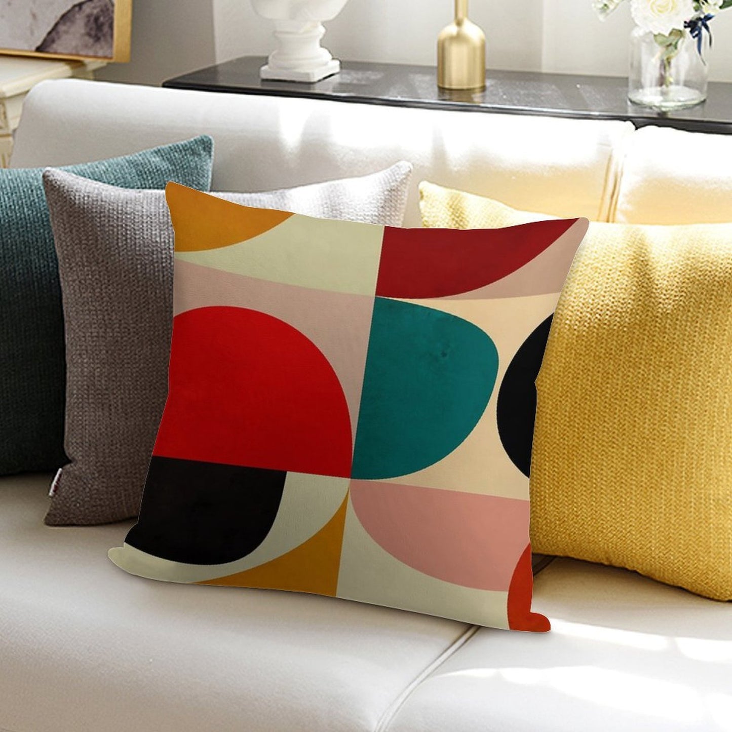 Modern Abstract Mid Century Soft Home Decor Throw Pillow