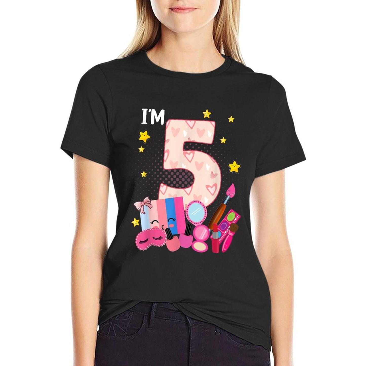 5th Birthday for Little Girl Makeup Spa Nail 5 Years Old  Durable T-Shirt