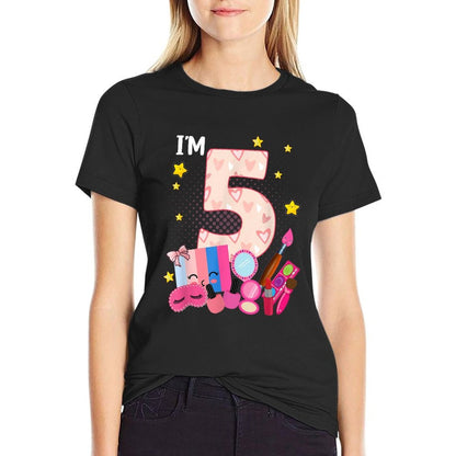 5th Birthday for Little Girl Makeup Spa Nail 5 Years Old  Durable T-Shirt