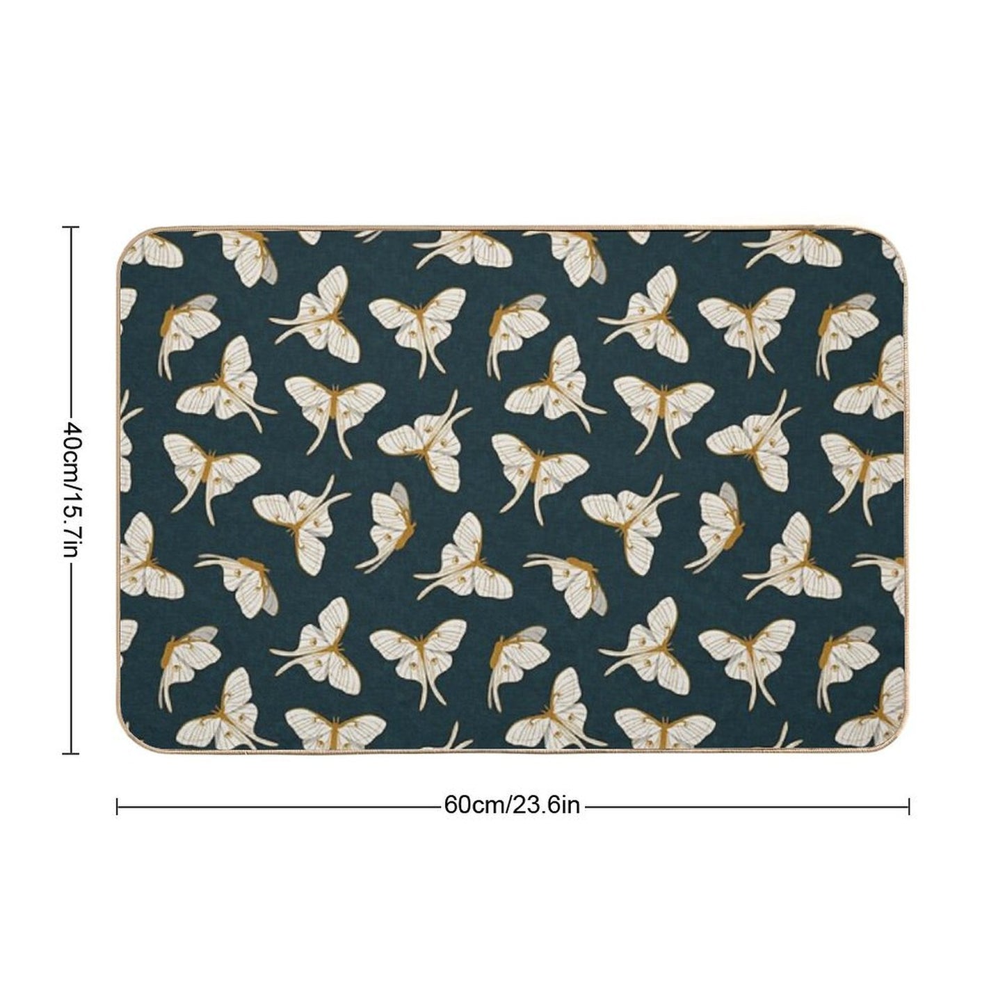 Luna Moth - Gold on Dark Teal  Easy To Clean Bath Mat