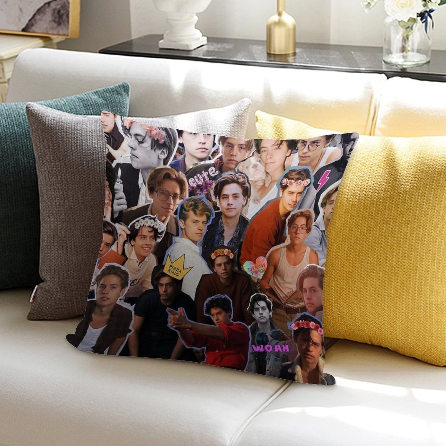 Cole Sprouse Collage Soft Multiple Sizes Throw Pillow