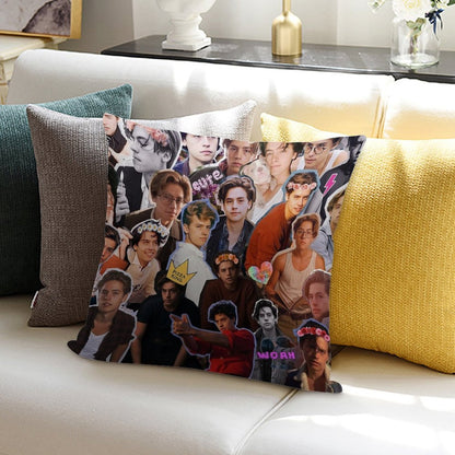 Cole Sprouse Collage Soft Multiple Sizes Throw Pillow