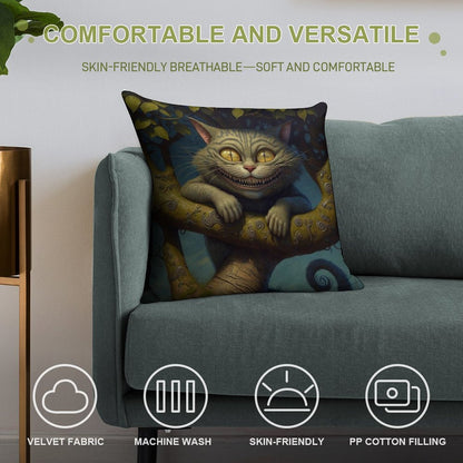 The Cheshire Cat - Alice in Wonderland Collection Soft Decorative Cover Throw Pillow