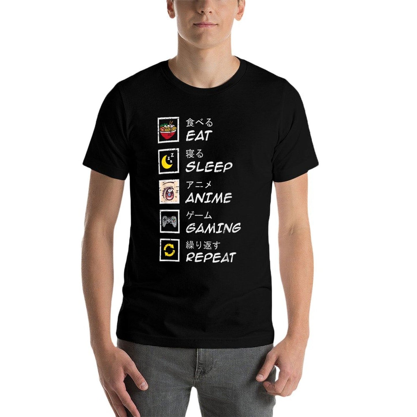 Eat Sleep Anime Gaming Repeat Gamern Boys Girls Kids  Breathable T-Shirt