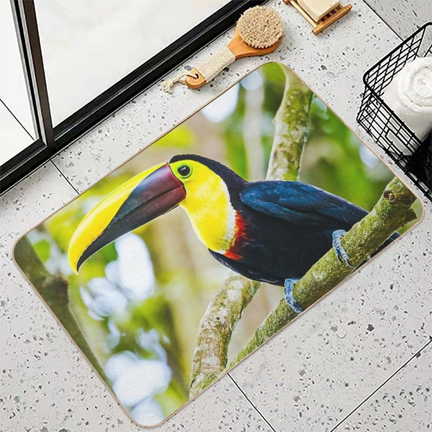 Toucan on A Branch  Long-Lasting Bath Mat