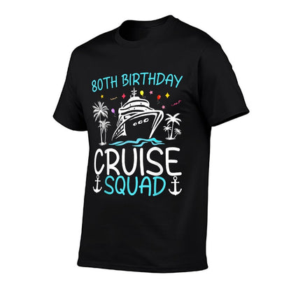 80th Birthday Cruise Squad Gifts 2025 Matching Party Family  Heathered Texture T-Shirt