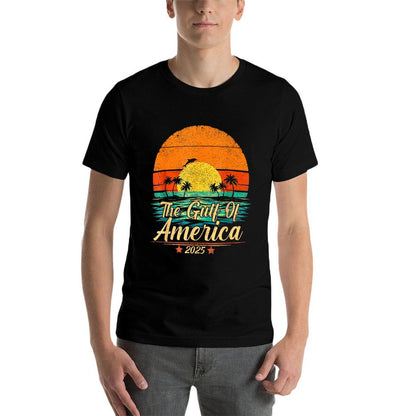 Retro Vintage Gulf Of US America 2025 American Flag Mexico High-quality Stitching T-Shirt