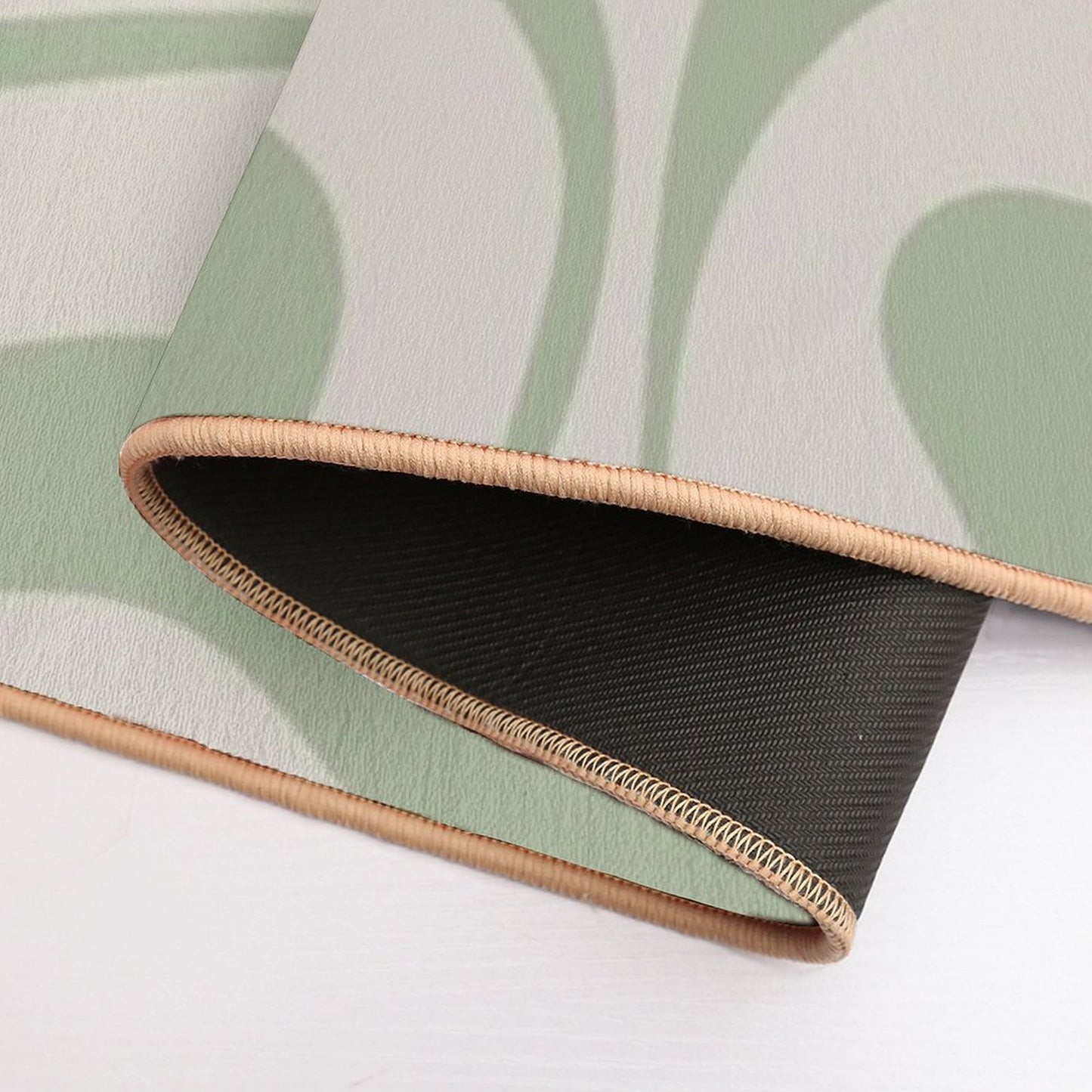 Liquid Swirl Abstract Pattern in Beige And Sage Green Durable Bath Mat