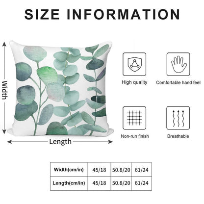 Watercolor, Eucalyptus, Leaves, Botanical, Painting, Green Soft Shrink-Resistant Throw Pillow