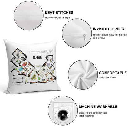 Frasier Apartment Floorplan Soft Anti-Pilling Throw Pillow