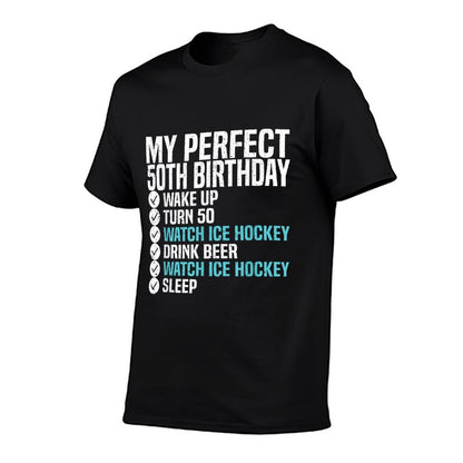 50 Years Old Perfect 50th Birthday Ice Hockey 50th Birthday  Easy-care T-Shirt