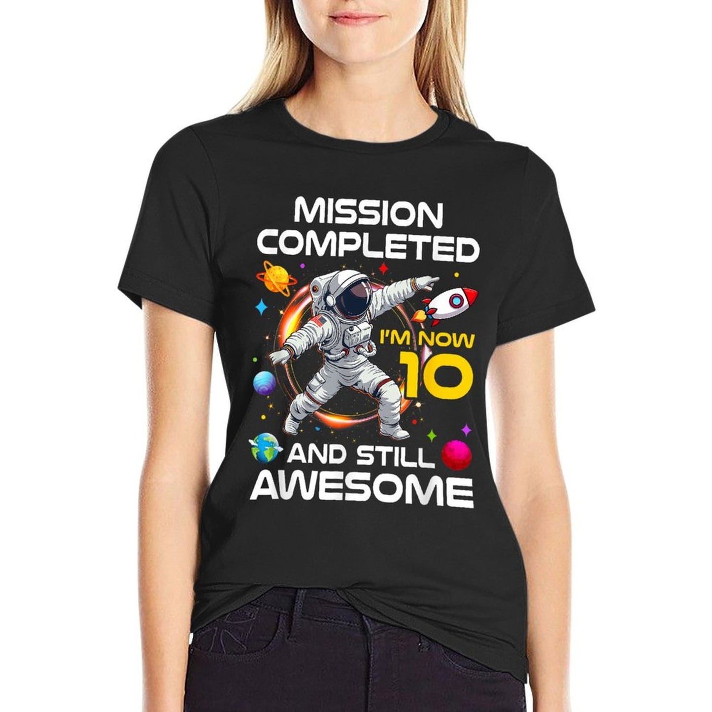 10Th Birthday Astronaut 10 Years Old Outer Space Birthday  Vintage-inspired T-Shirt