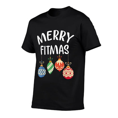 Merry Fitmas for Christmas Workout Xmas Gym Holiday Fitness  Fade-proof Color T-Shirt