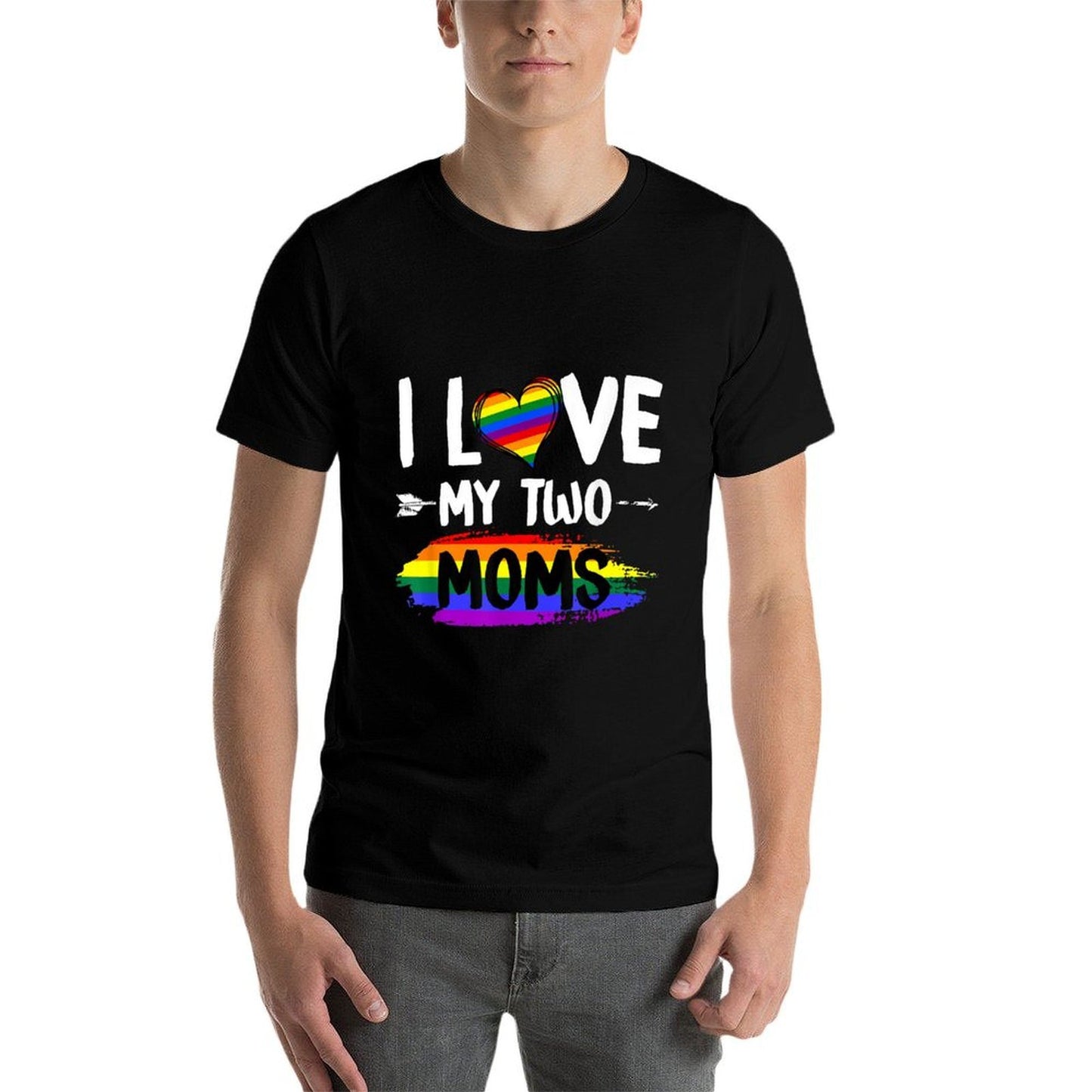 I Love My Two Moms Lesbian Tshirt LGBT Pride Gifts for Kids  Durable T-Shirt