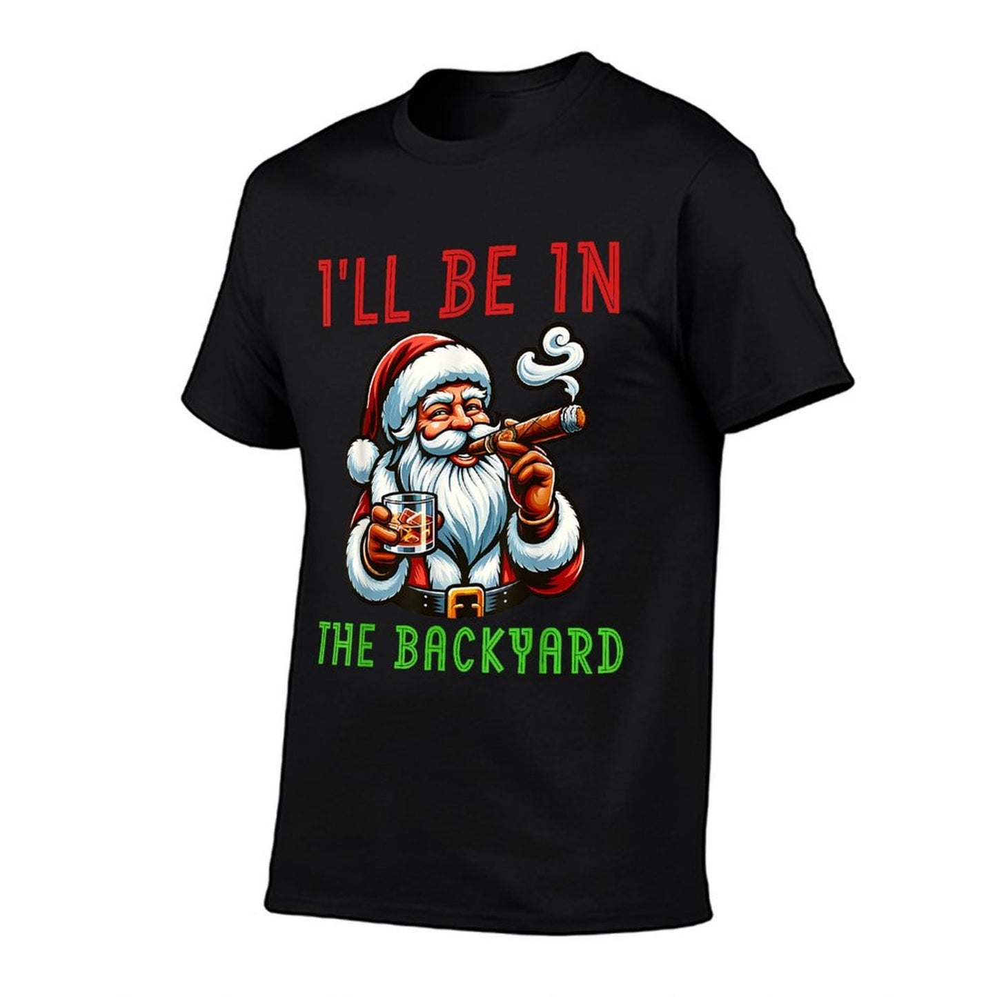 Funny Christmas Cigar Smoking Santa Claus Drinking Bourbon  Soft T-Shirt