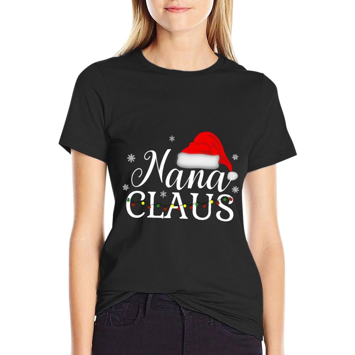 Nana Claus Funny Christmas Matching Grandmother  High-quality Stitching T-Shirt