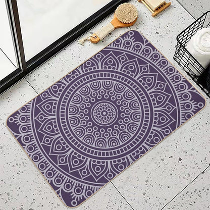 Mandala Boho Purple  Dirt-Trapping Bath Mat