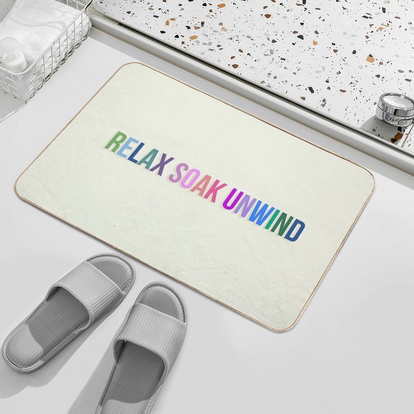 Relax Soak Unwind  Repositionable Bath Mat