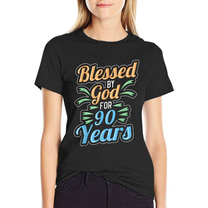 Blessed By God for 90 Years 90th Birthday  Tagless Design T-Shirt