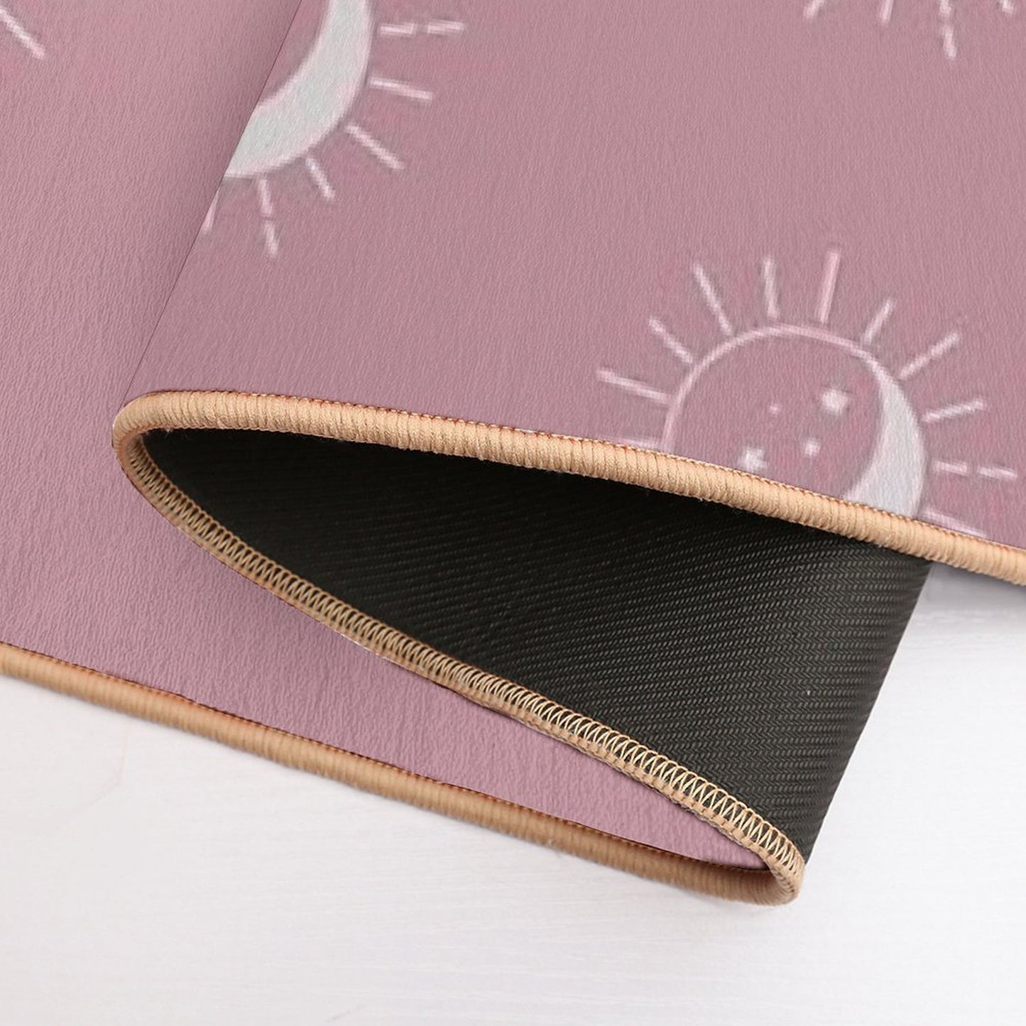 Pretty Sun And Moon Pattern Soft Aesthetic In Muted Colors Deep Pink  Long-Lasting Bath Mat