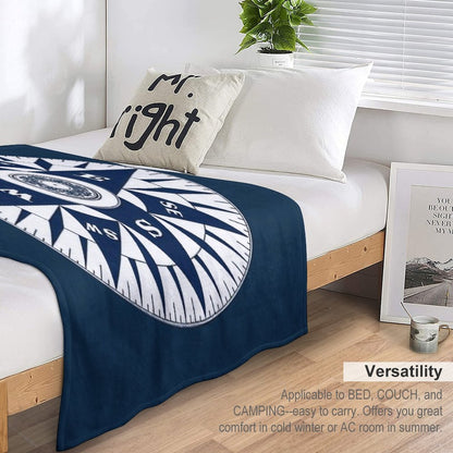 Ornate Vintage Nautical Compass on Navy Blue Premium Throw Blanket
