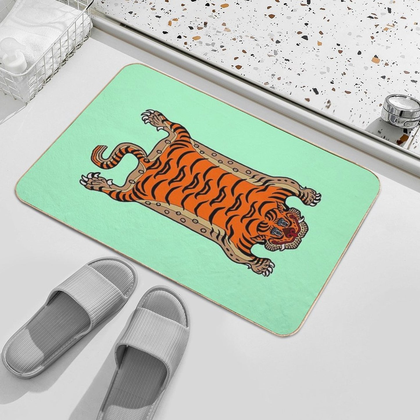 TIBETAN TIGER RUG-turquoise  Multi-Purpose Bath Mat