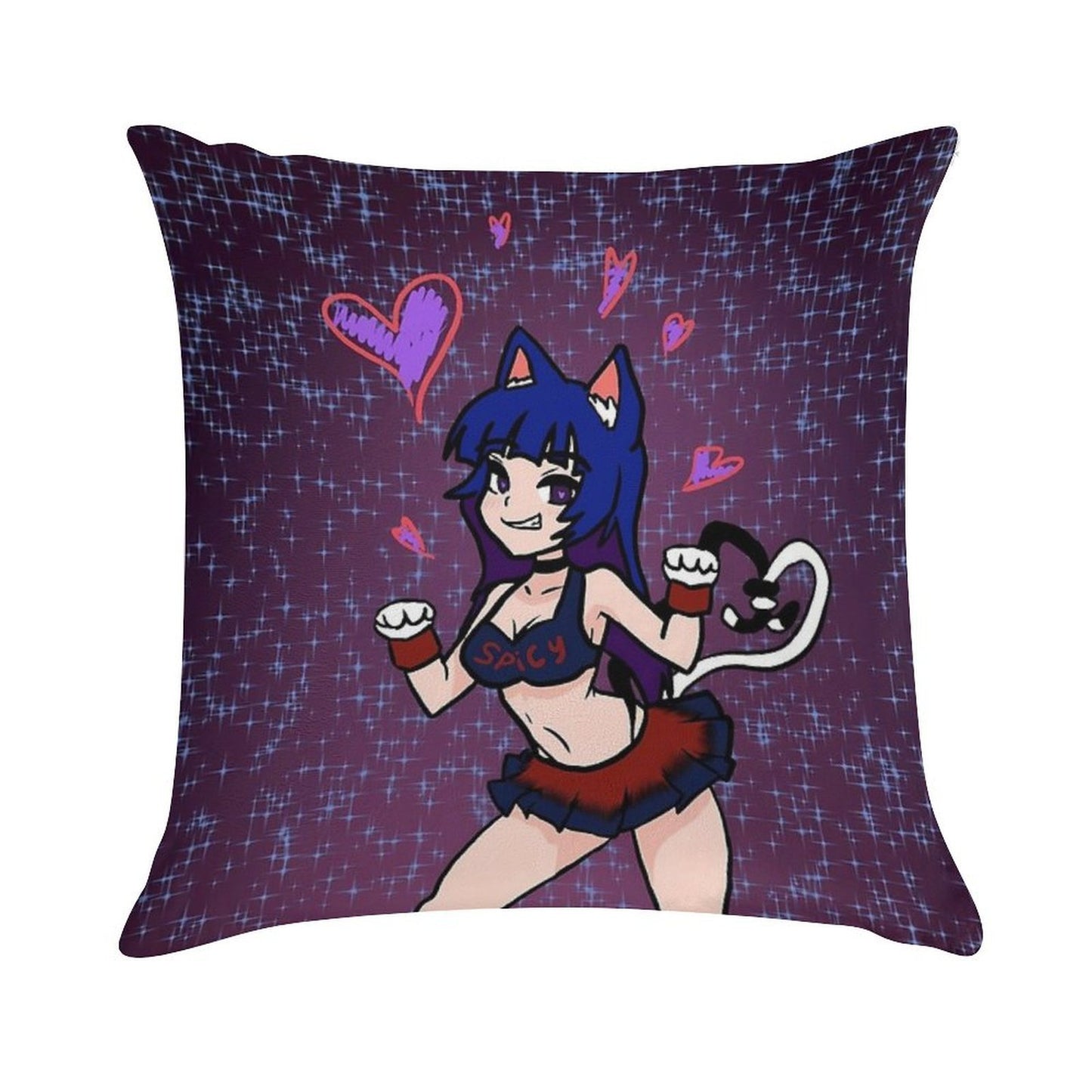 Cat Girl Soft Reinforced Edging Throw Pillow