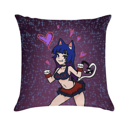Cat Girl Soft Reinforced Edging Throw Pillow