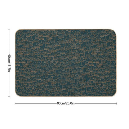 Autumn Mushrooms Gold Green  Easy To Clean Bath Mat