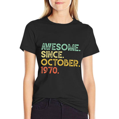 50 Years Old Awesome October 1970 50th Birthday Gift  Vintage-inspired T-Shirt