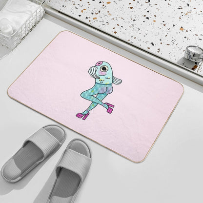 Fish-Nets (Reverse Mermaid) Pink Version Durable Bath Mat